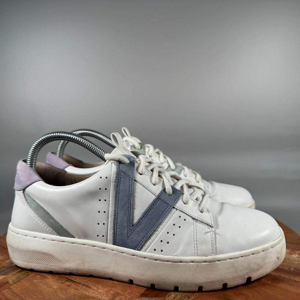 Vionic Simasa White Leather Colorblock Platform Sneakers Womens 8 Orthotic